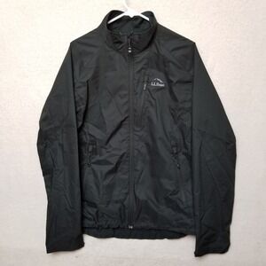 LL Bean Mens Sz Large Regular Full Zip Stretch Performance Jacket Black‎